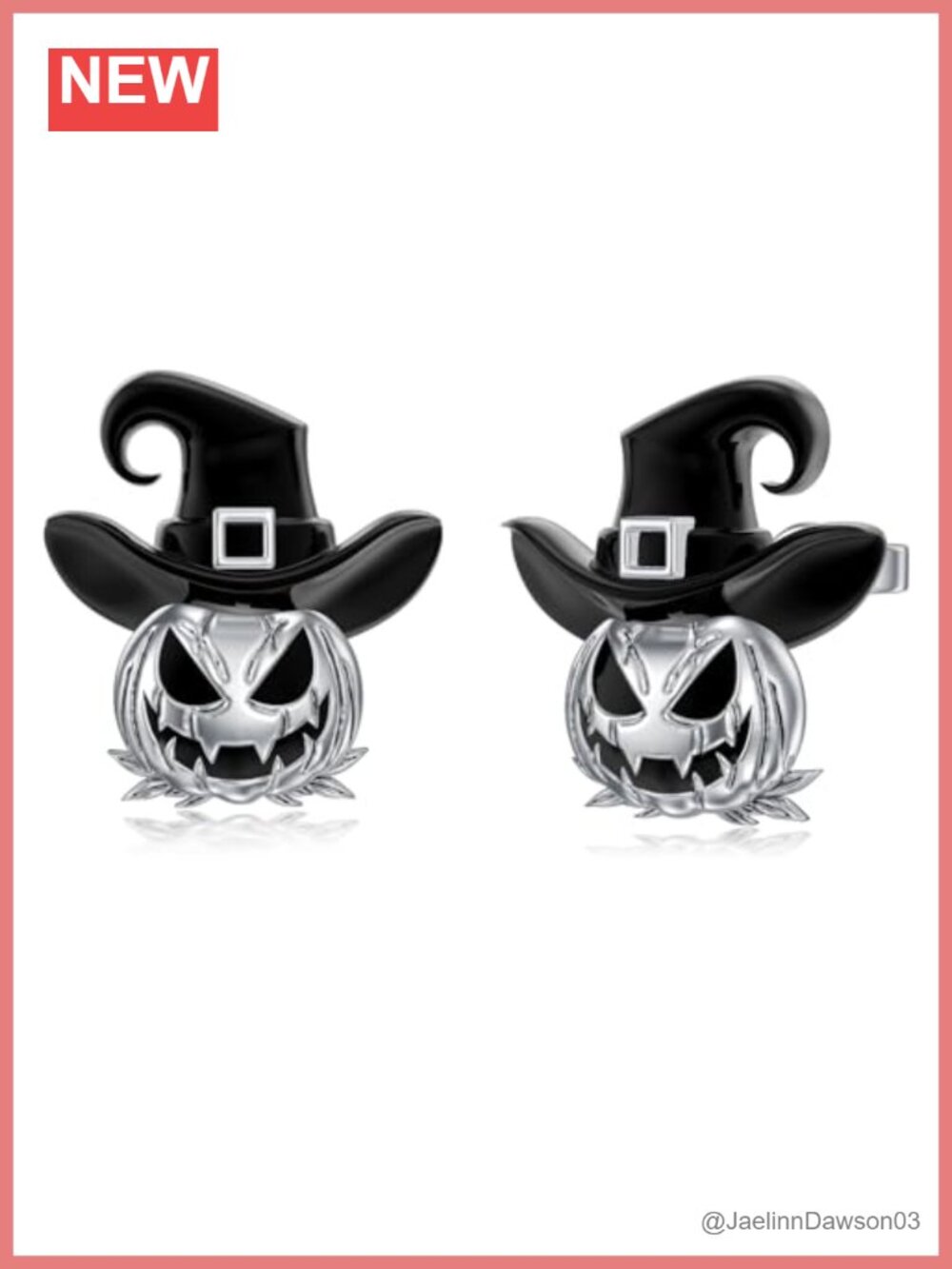 925 Sterling Silver Pumpkin Stud Earrings Halloween Witch Hat